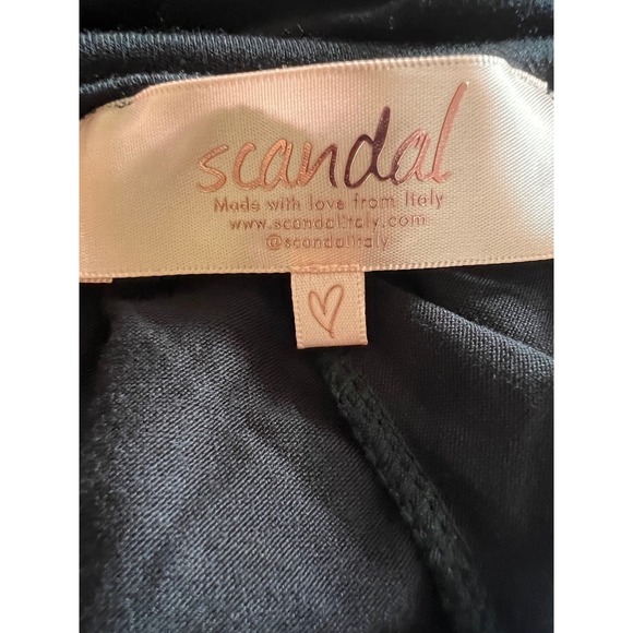 Scandal Italy Silk Wide Leg Palazzo Pants Boho Tile Print Black Waistband - Picture 2 of 9